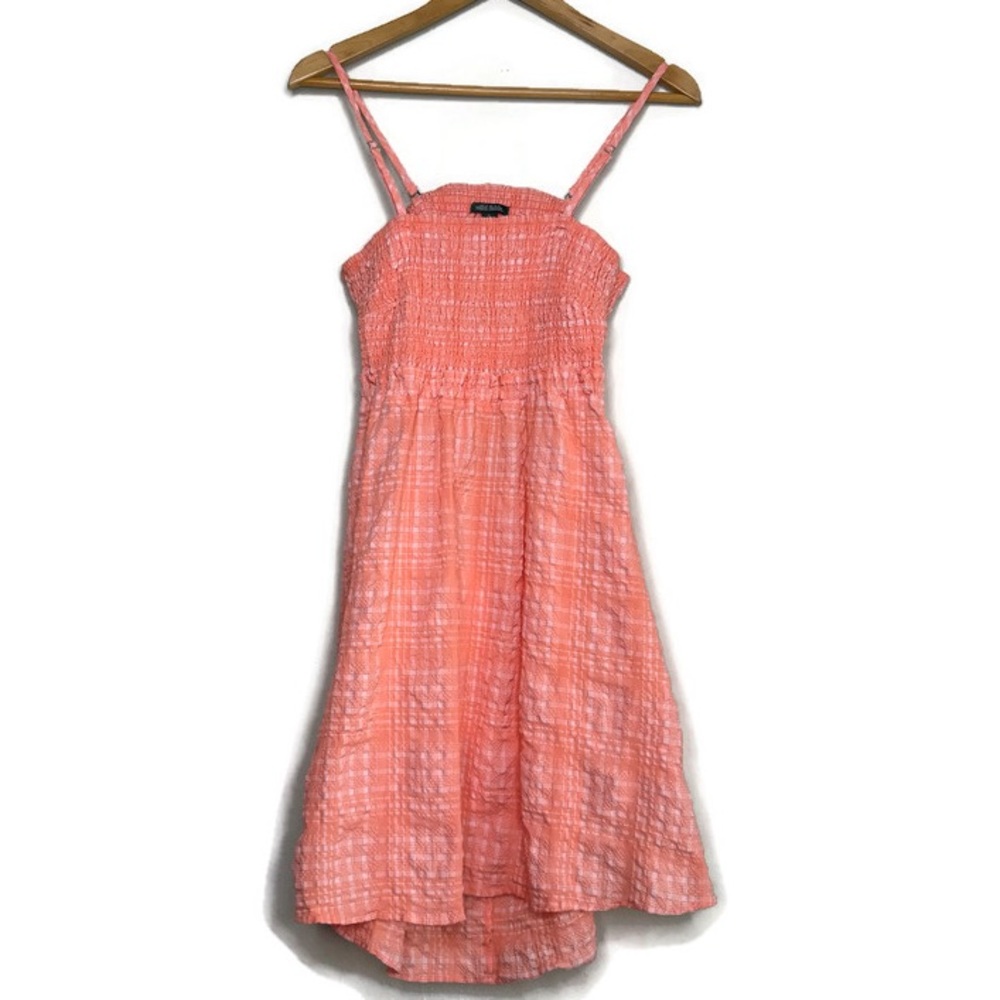 Wild Fable Women's Smocked Tube Top Babydoll Dress Coral Plaid Size Medium